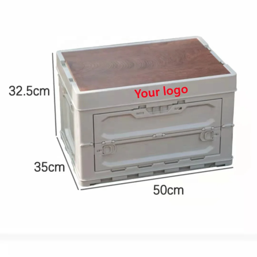 Outdoor Plastic Folding Storage Box 60L Portable Organizer Camping Collapsible Storage Boxes Bins