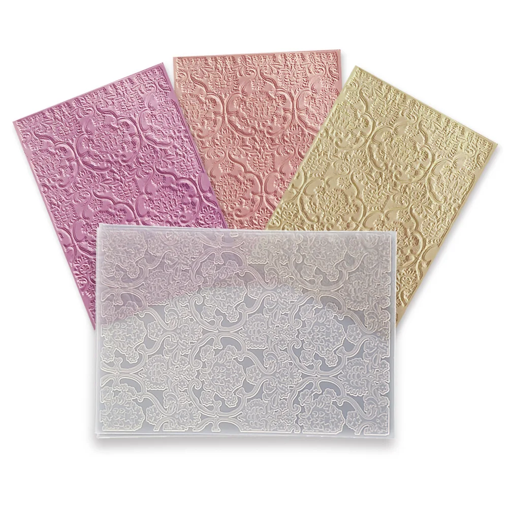 DIY Design Card Paper Craft 3D Plastic Floral Embossing Folders for Scrapbook