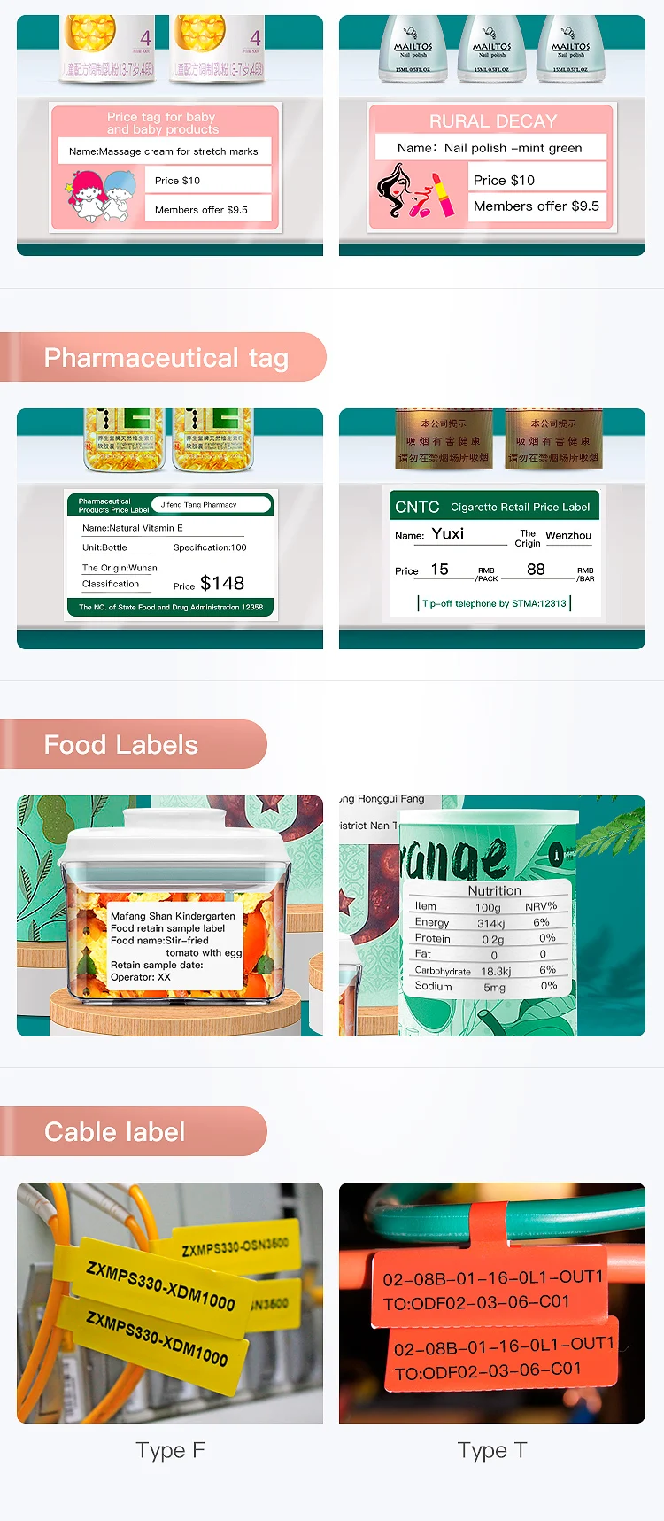 Niimbot B21 58mm Mini Wireless IOS Android Connection Label Printer with Free Adhesive Tape for Clothing Breads Wine