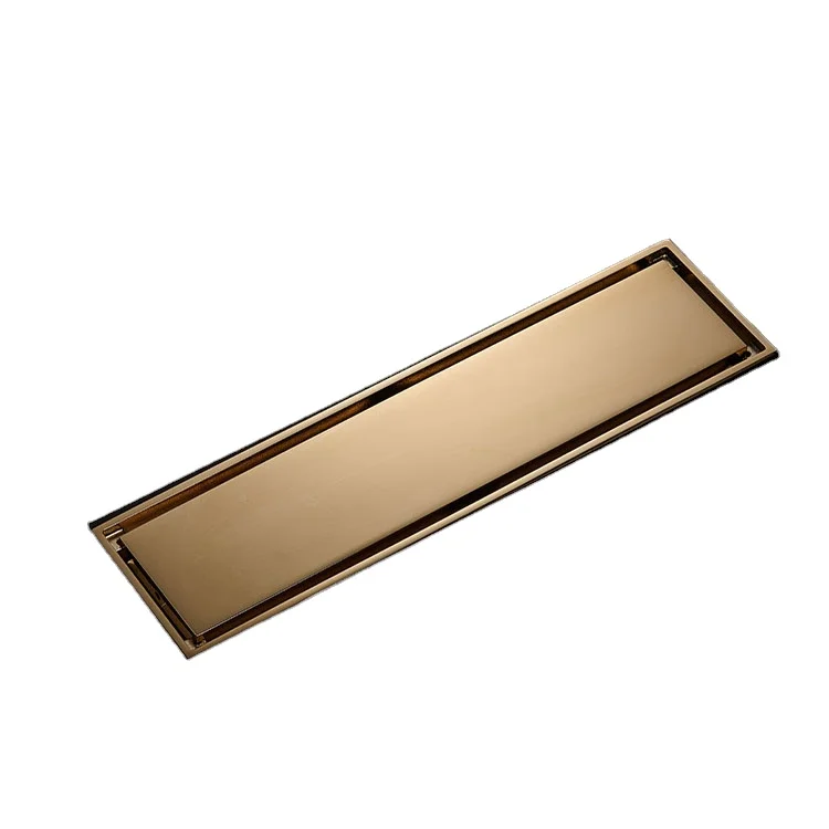 Profession stainless steel floor linear shower drain bathroom trap linear floor drain brass gold floor drain stainless