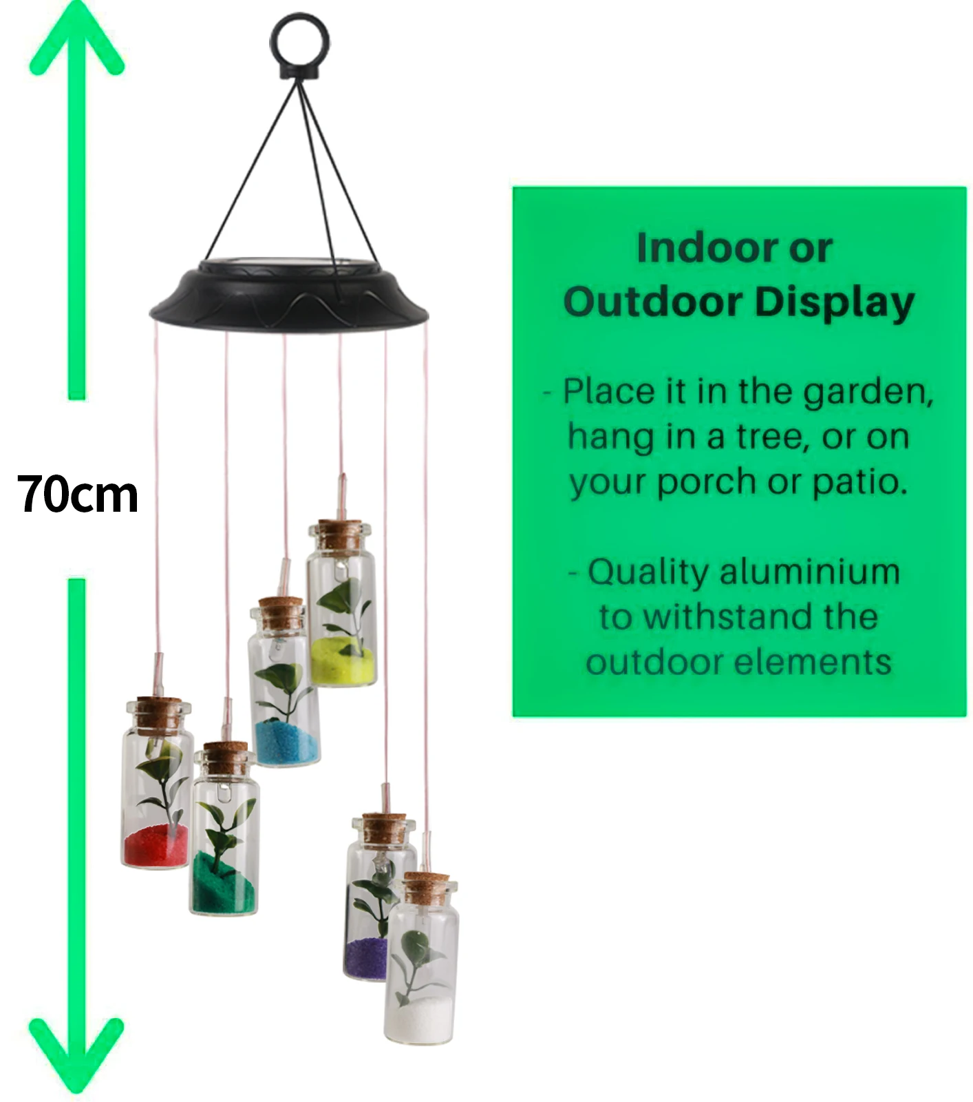 
Wishing Bottle Solar Wind Chime, Solar Light Wind Chimes for Garden Decoration,Waterproof Glass Color Change Hanging Light 