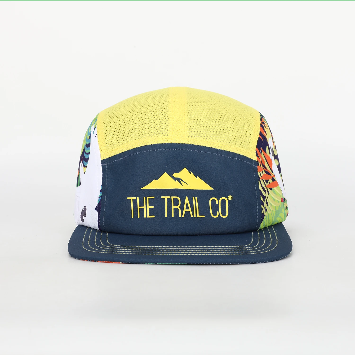 OEM Custom Design Rubber Printed Logo All Over Printing 5 Panel Camp Cap,Sports Running Camper Hat,Lightweight Camping Cap