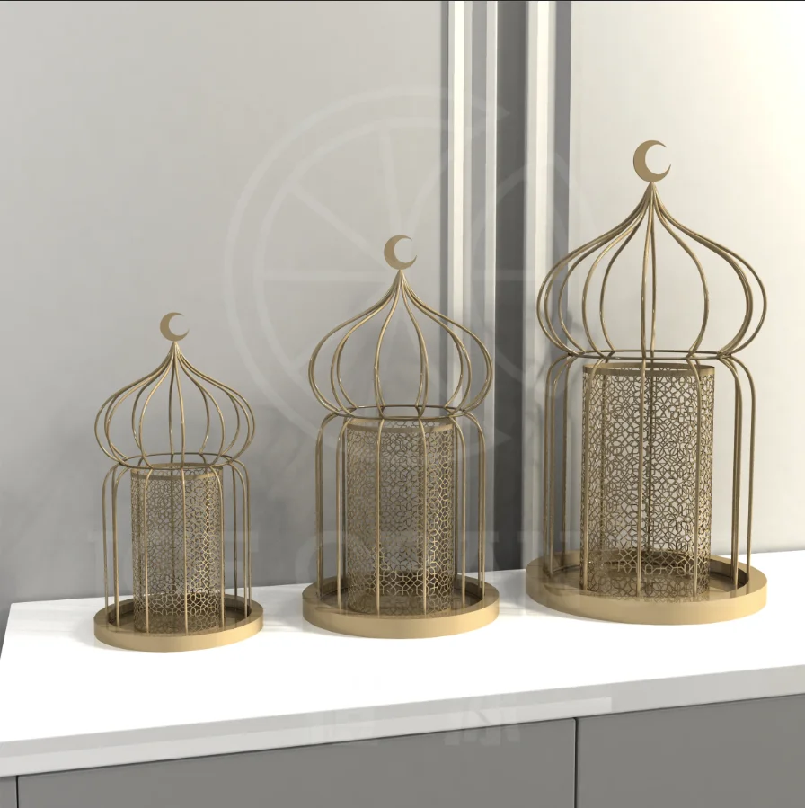 Creative Ramadan Home Decorative Metal Gold Candle holder sets Party Home Gifts Desktop Decor