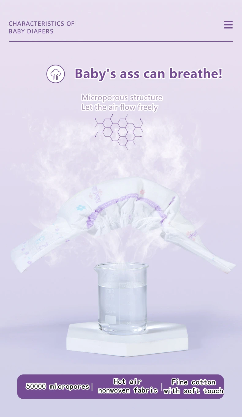 Best Selling Disposable Nappy Pampering Breathable Soft Cotton Baby Diapers Manufacturer