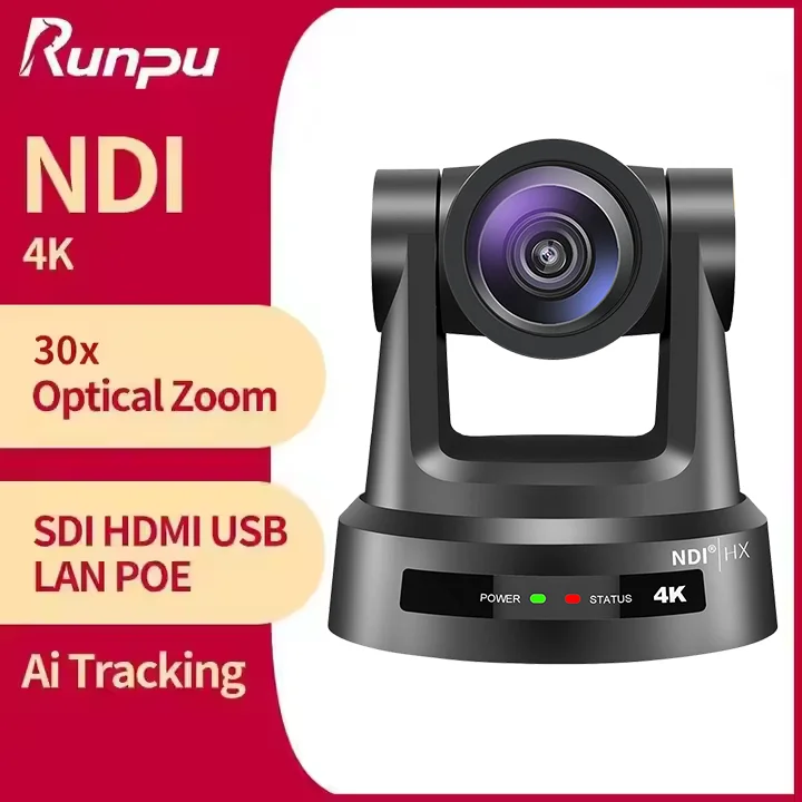 USD1698 Free Ship Bundle HK690-30N=2 pcs NDI SDI 4K 30X Optical Zoom PTZ Conference Camera AI Track+a ip controller+poe switch