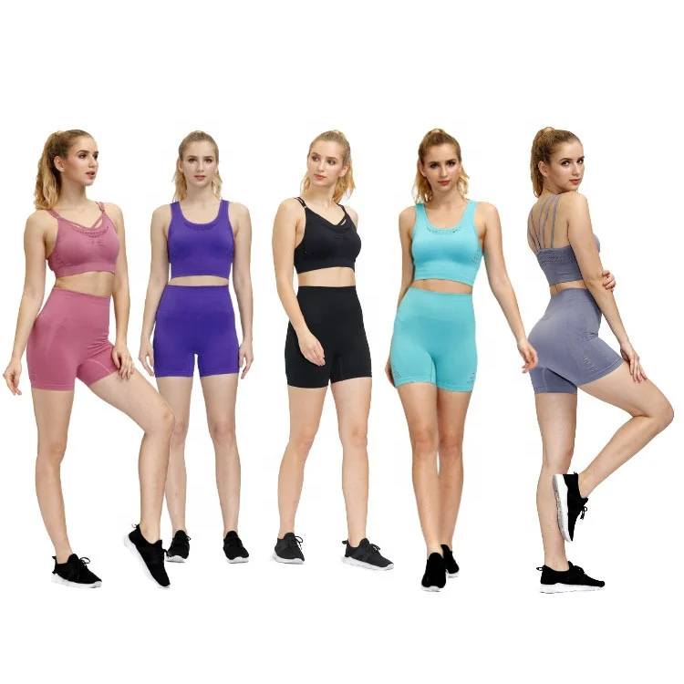 Пробоотборный пользовательские GS Энергии Женские Бесшовные Спортивные шорты + бюстгальтер для занятия йогой