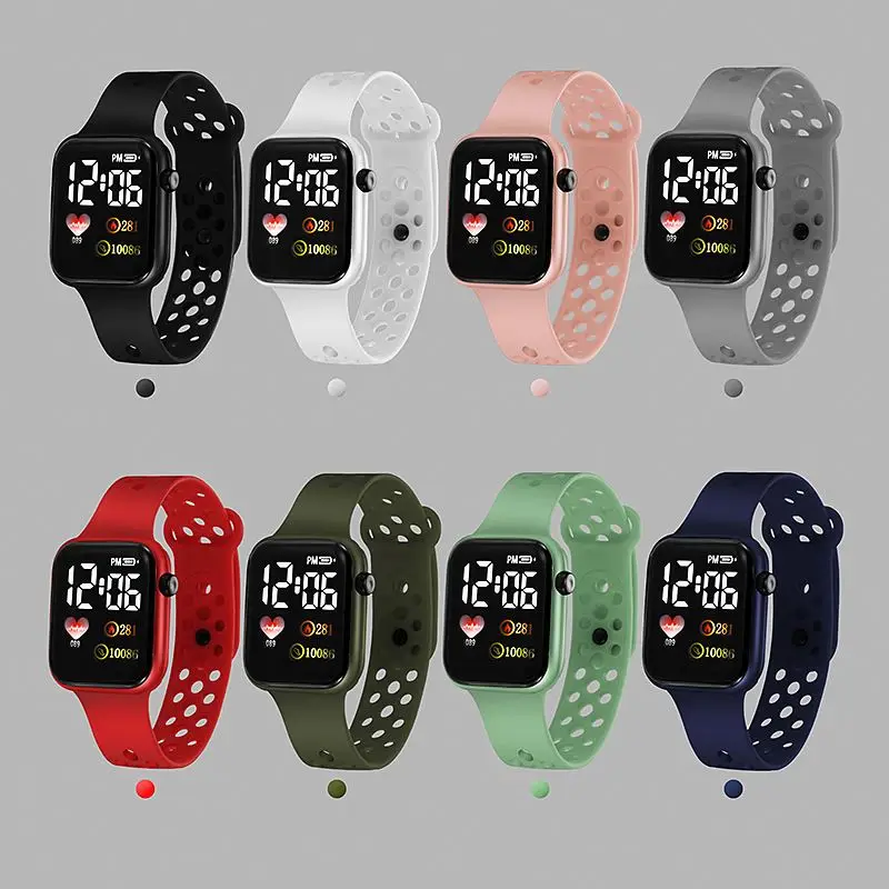 Wholesale Cheap Price 8 Colors Display Time Digital Led Watch For Children Fashion Sport Silicone Wristband Electronic Watches