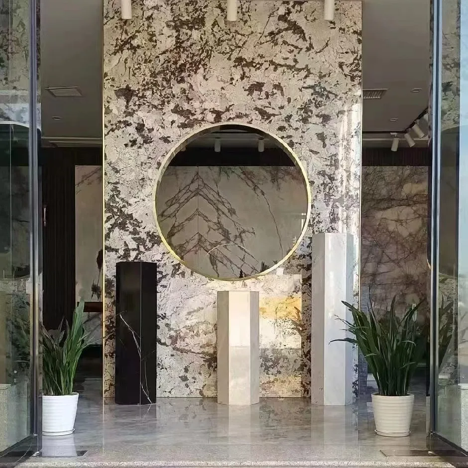 Snow Mountain Blue Marble Background Wall Decor Backlit Transparent Stone Island