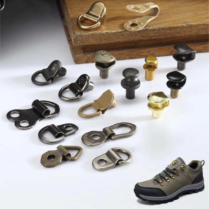 Shoe Lace Hooks Silver Alloy Shoelace Buckles Boot Hooks with Rivets for Repair/Camp/Hike/Climb Accessories