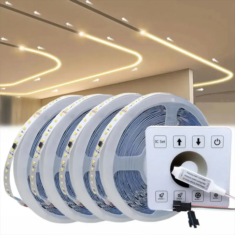 10M 120LEDs DC24V Running Water Flowing LED Tape Touch Control Horse Race LED Strip Light for Indoor Outdoor Decor