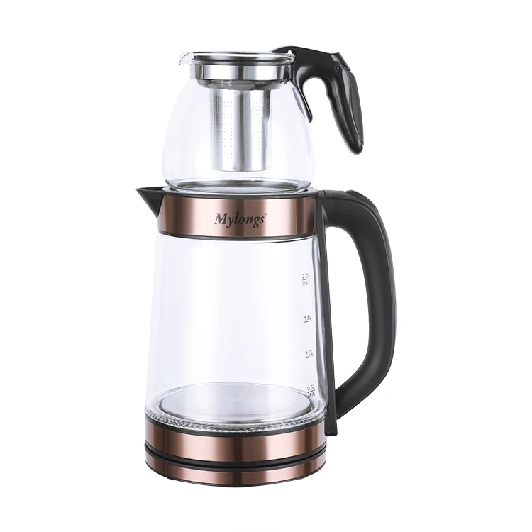 Pour Over Glass Turkish Tea Maker Kettle With 0.8L Tea Pot Glass Body Electric Kettles