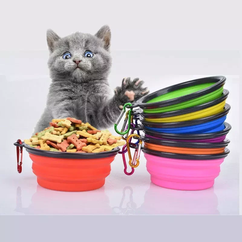 Hot Sell Amazon Collapsible Dog Bowl Foldable Expandable Cup Dish For Pet Cat Food Water Feeding Portable Travel Bowl