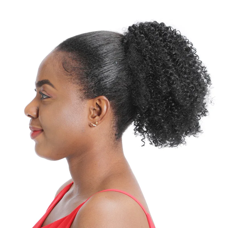 
Cheap price braided chignon afro kinky hair pieces bun synthetic hair chignon 