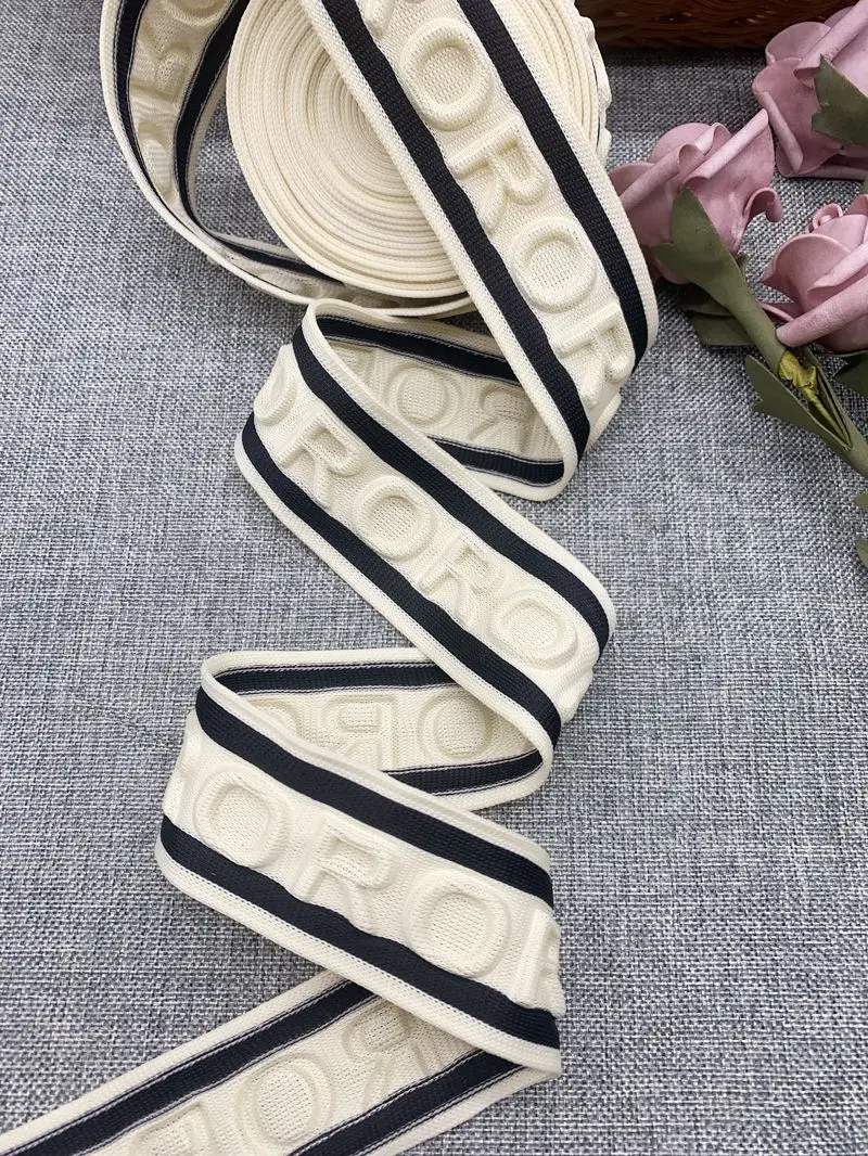 Comfortable Garment Customized Embossed 3D Logo Stripe Knitted Tapes Emboss Engrave Webbing for Sport Wear Pant Side