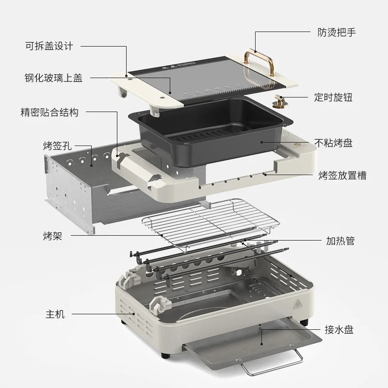Electric BBQ Household Automatic Rotating Skewers Machine Indoor Smokeless electric Grill
