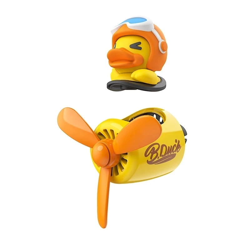Mini Cartoon Yellow Duck Pilot 3 Pcs Propeller Car Air Freshener Vent Clip Creative Magnet Auto Aromatherapy Clamp with 2 Tablet