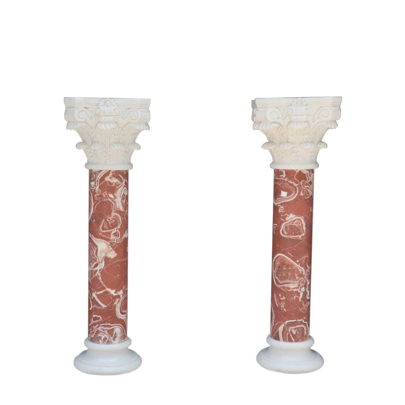 New Customization Indoor decoration natural Hand carved red exquisite marble column