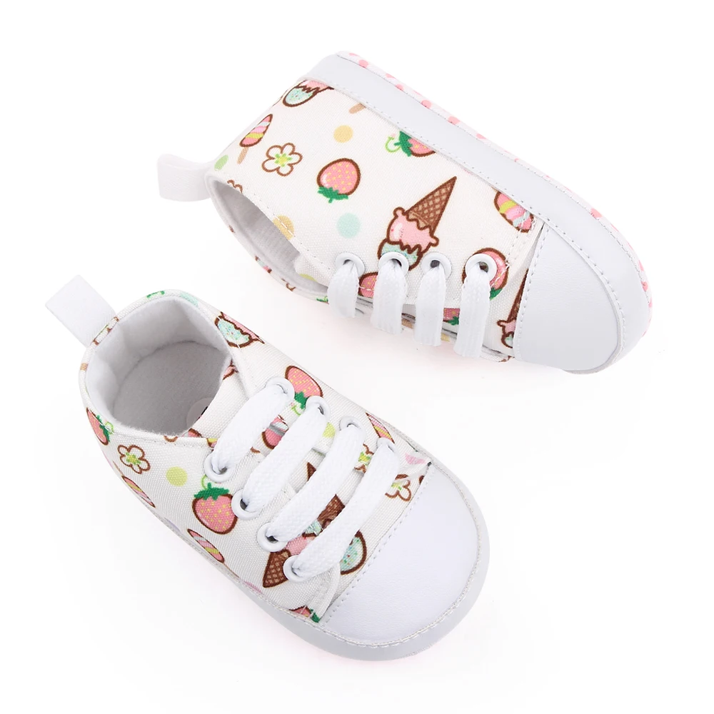 Spring and autumn baby solid color cartoon decorative infants high top walking shoes