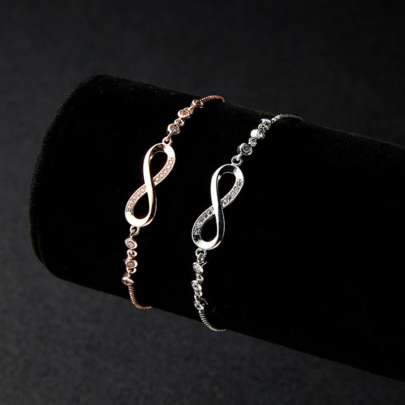 Womens Jewelry Bracelets Adjustable Endless Love Symbol Charm Silver Infinity Bracelets For Women Girls Mom