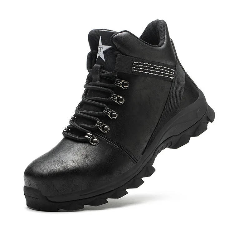 Anti-smashing Safety Shoes Steel toe heat resistant rubber outsole security PU mining workmans safety shoes