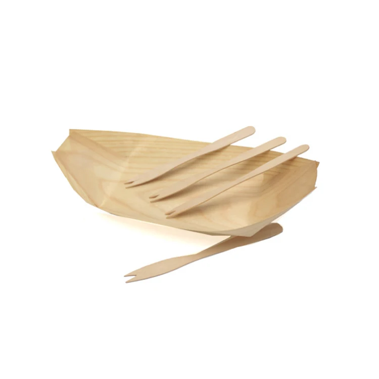 Biodegradable Wooden Disposable Chip Fruit Forks Appetizer Dessert Forks