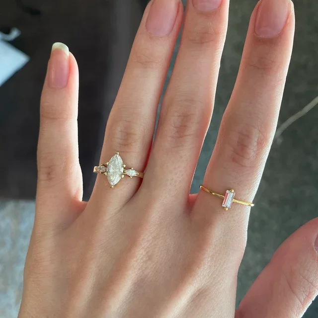 Baguette Ring Gold Rainbow Hot Sale 925 Sterling Silver Turkish Men Women CLASSIC S925 Birthstone Ring Zircon Geometric 30 Pcs