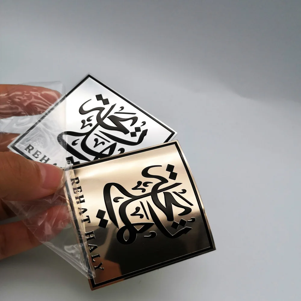 Customized size metallic color/pantone color alcohol proof sticker for perfume glass bottle with 0.3-1.5mm thickness