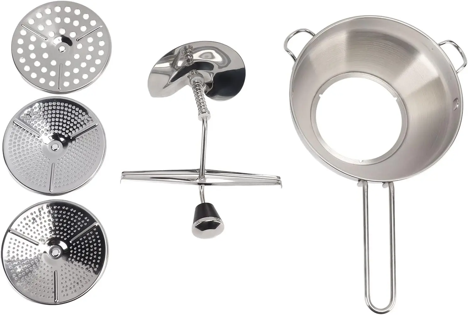 Stainless Steel Food Mill Manual Jams Masher Vetetable Garlc Mud Press Potato Masher Fruit Grinder With 3 Grinding Milling Disc