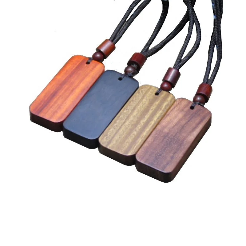 Simple Customized Wood Pendant Engraved Brand Logo Design Black Ebony Sandals Wood Necklace For Men