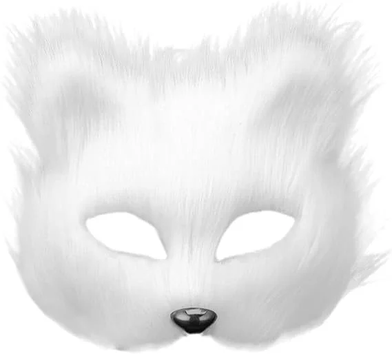 Masquerade Animal Mask Half Face Furry Cat Mask DIY Little Fox Mask Cosplay Party Tail Props Set Stage Performance Set