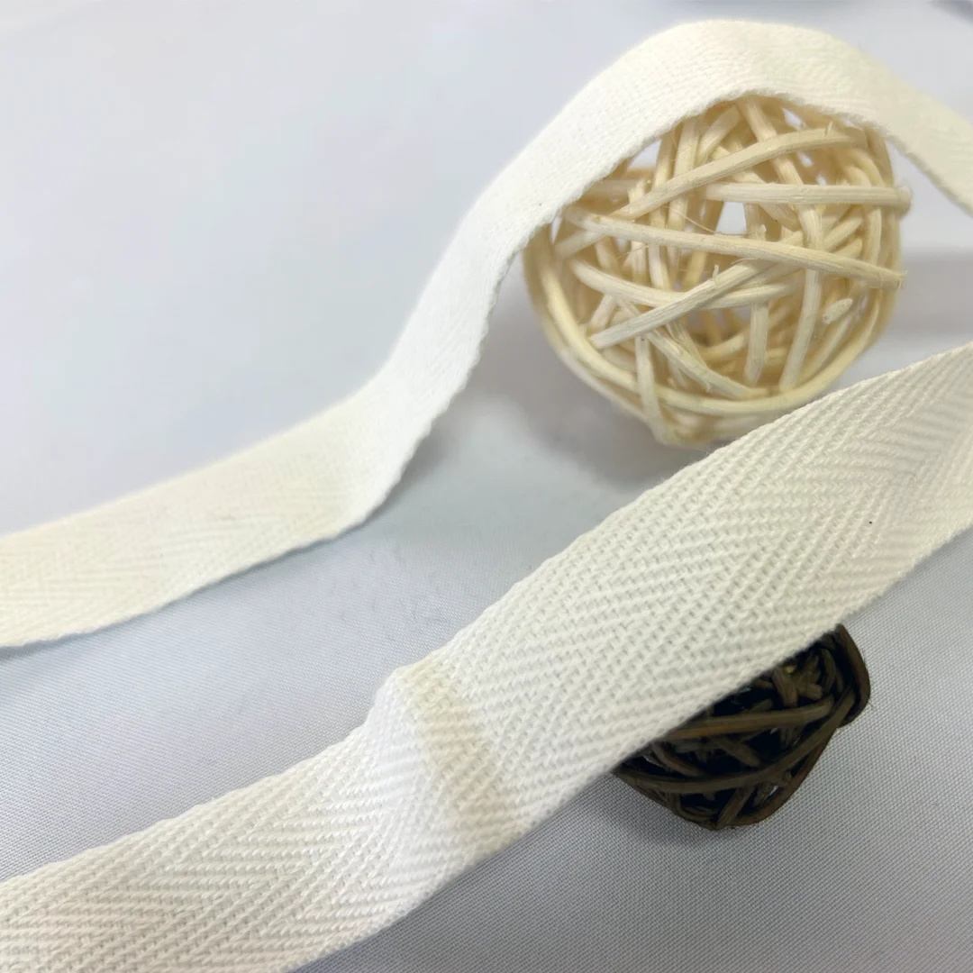 Wholesale Cotton Ribbon Eco-friendly Natural Cotton Twill Tape 1 Inch Bunting  Herringbone Ribbon Webbing Roll for Clothing