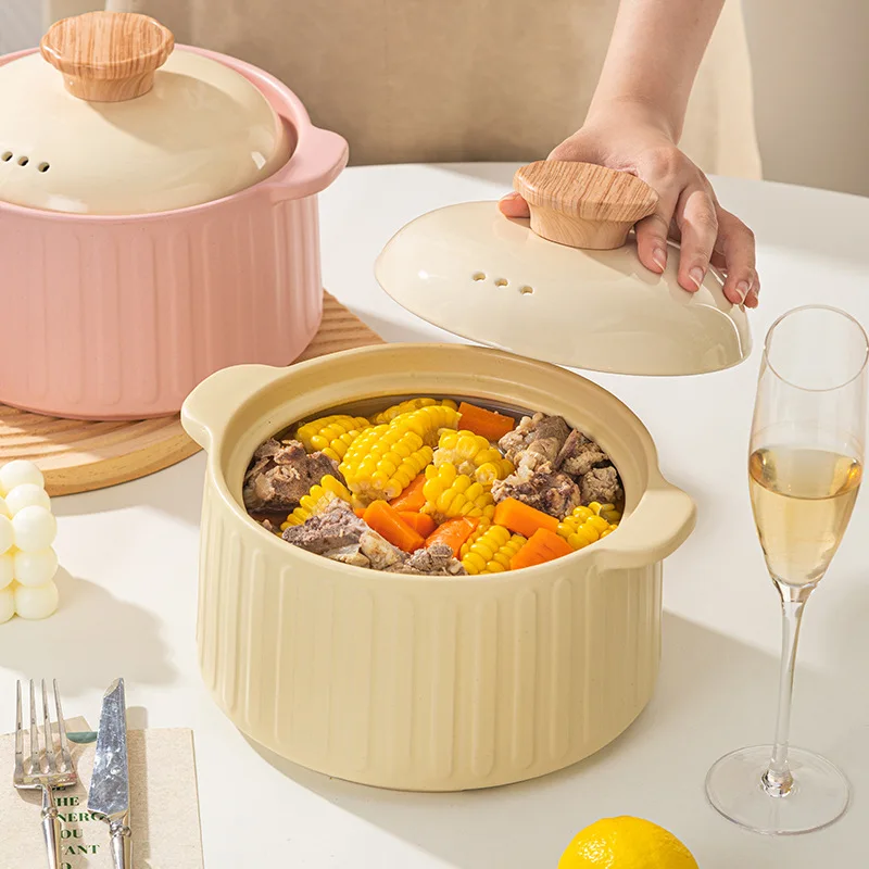 Hot Sale  Wholesale  White Ceramic Soup Pot Colorful Private Cookware Soup Pot and Bowl Set