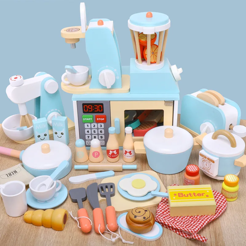 Wooden simulation pretend play preschool kitchen toys for kids juguetes para los ninos Baby girls and boy Children learning 2023
