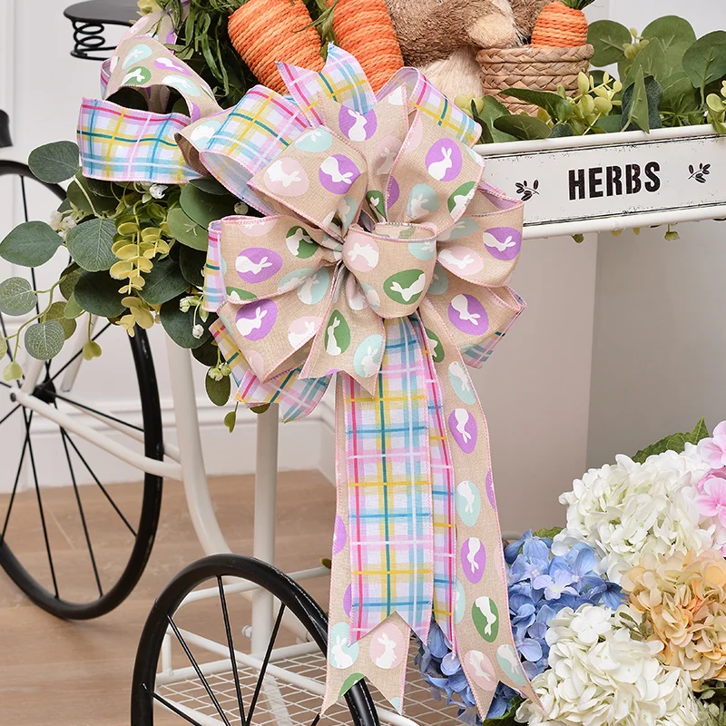 YAMA Print Logo Happy Easter Wired Edge Ribbon For Gift Wrapping Garland Bows Holiday Decoration 63mm 10Yard/Roll