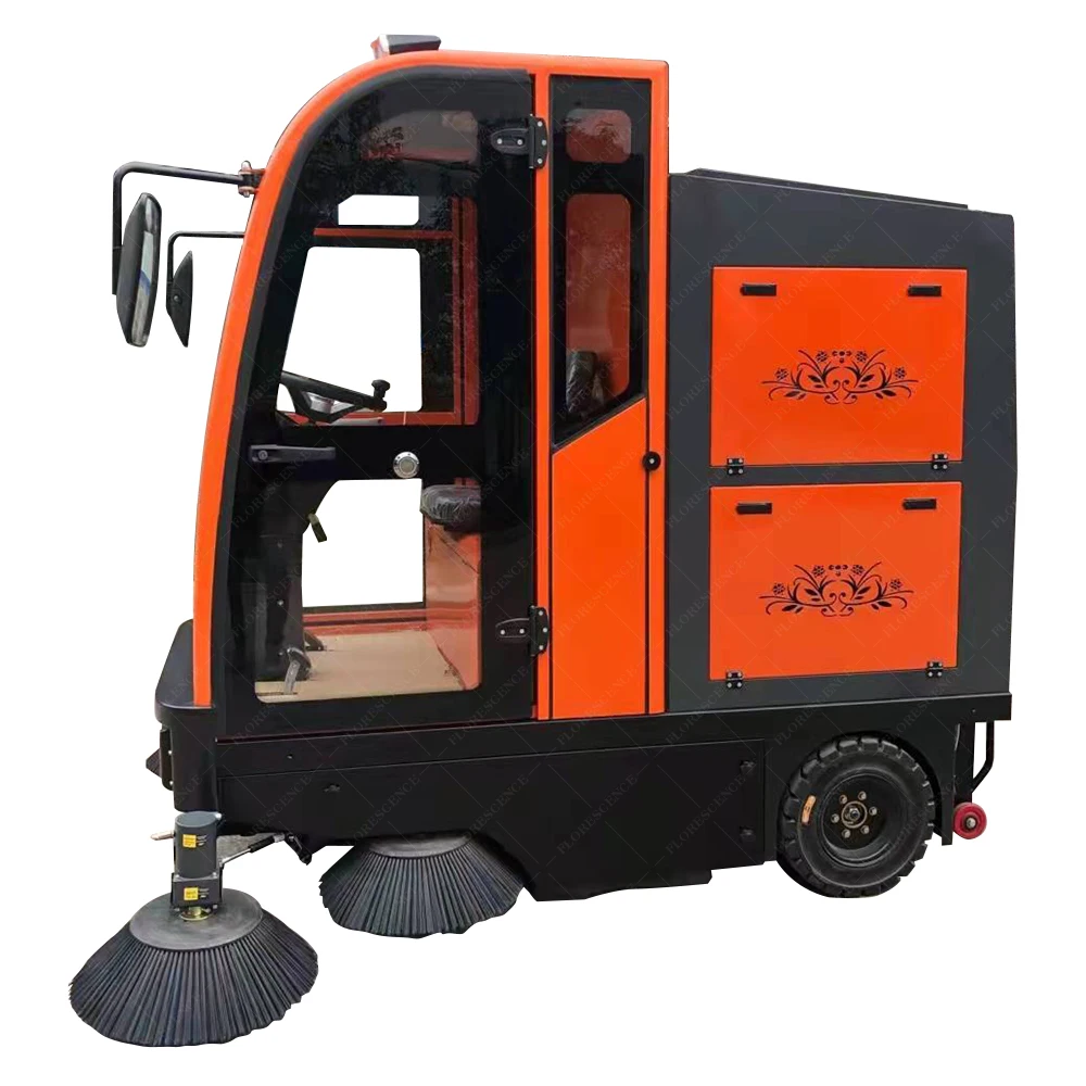 Industrial Street Power Broom Ride On Electric Road Sweeper Vehicle Truck For Road Cleaning