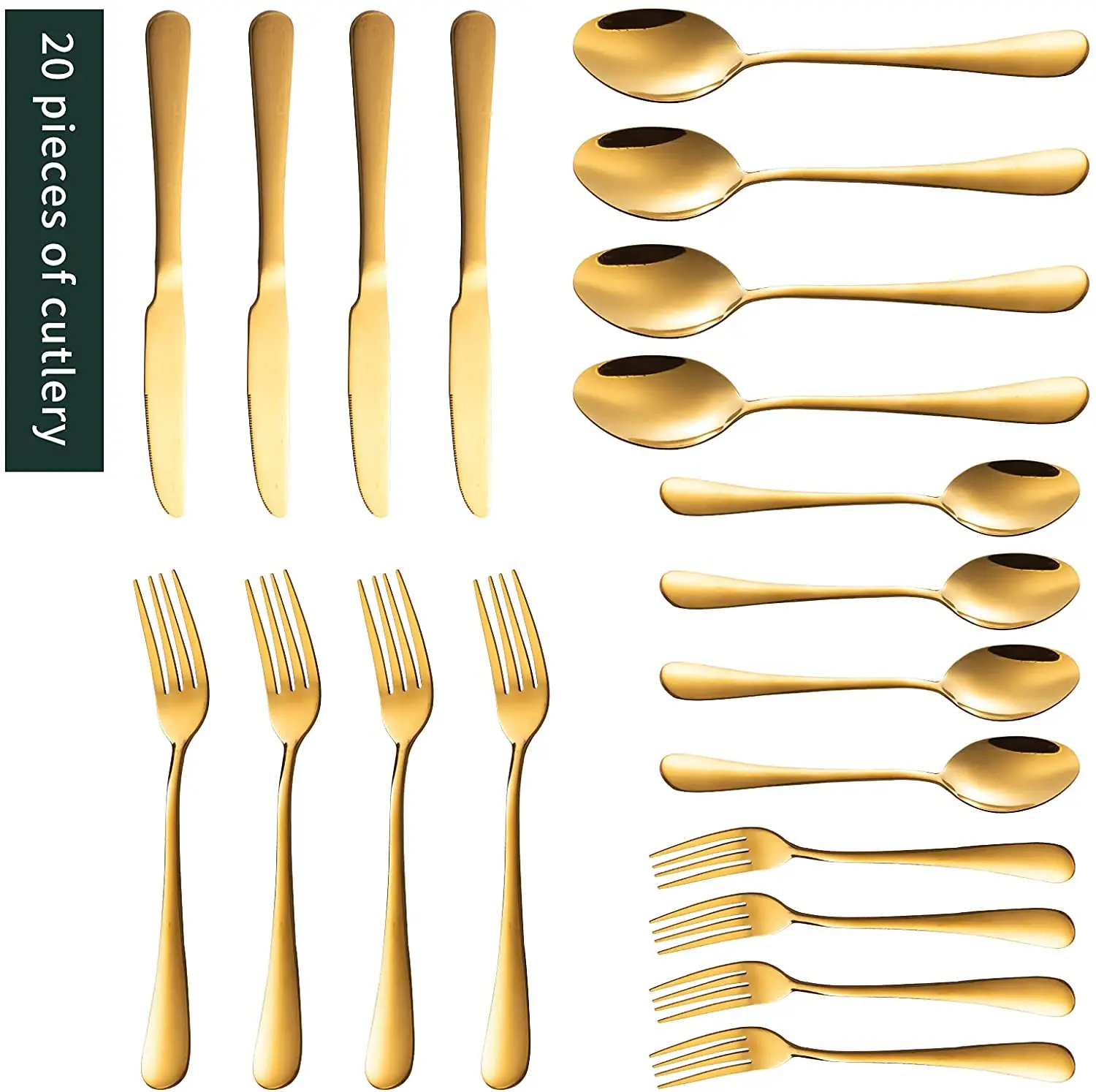 Wholesale Gold Plated Flatware Knife Fork Spoon Set Stainless Steel Travel Cutlery Set with Box