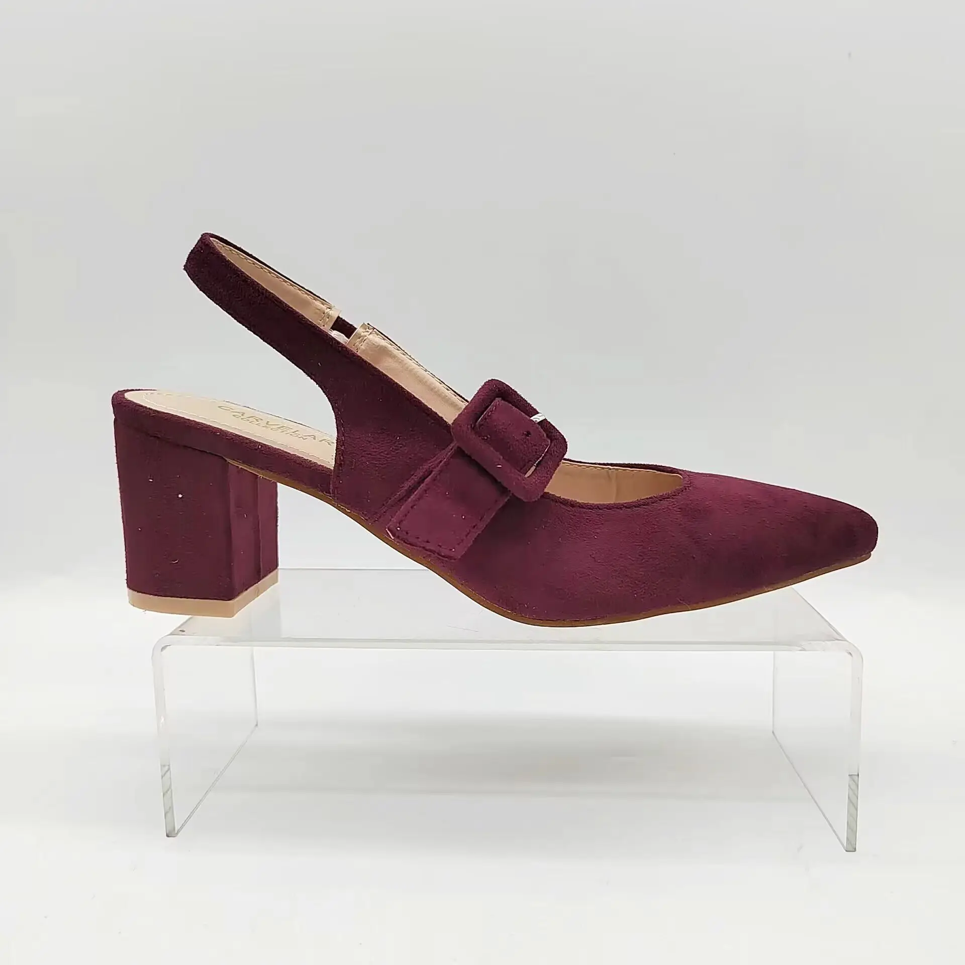 SenChen Hot Sales Ladies Spring and Autumn Leather Women Sandals Summer Block Heel Pointed Dress Pumps Shoes Mid