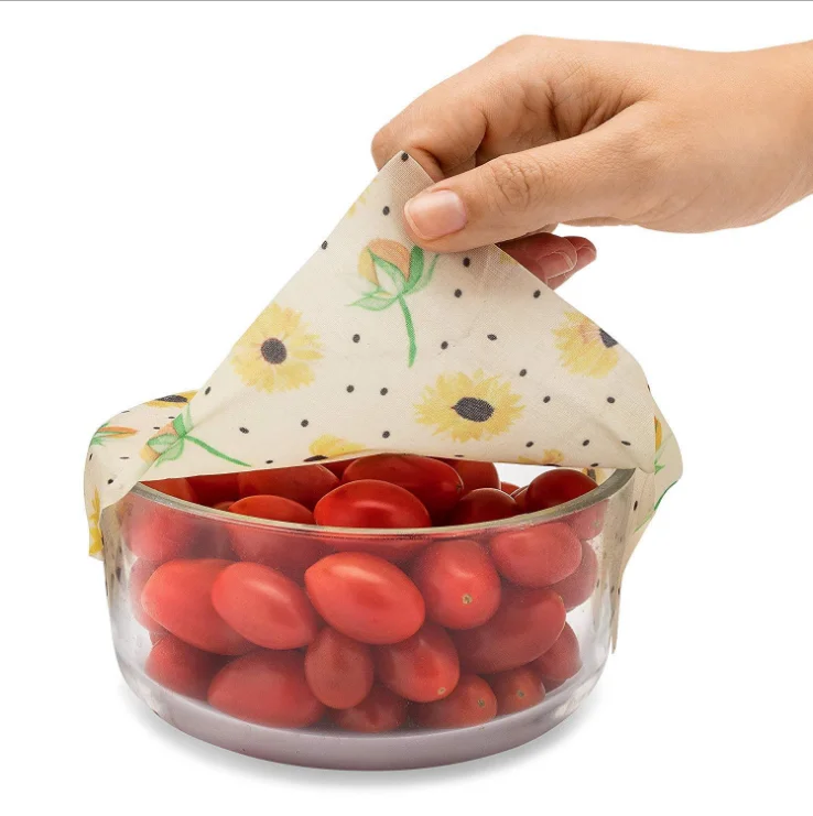 
2020 Eco Friendly Reusable Beeswax Cloth Wrap Food 100% Cotton Organic Beeswax Food Wrap Set Wholesale 