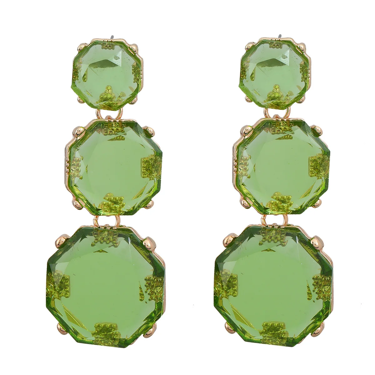 Earrings alloy resin earrings Female octagon geometric long exaggerated party accessories wholesale