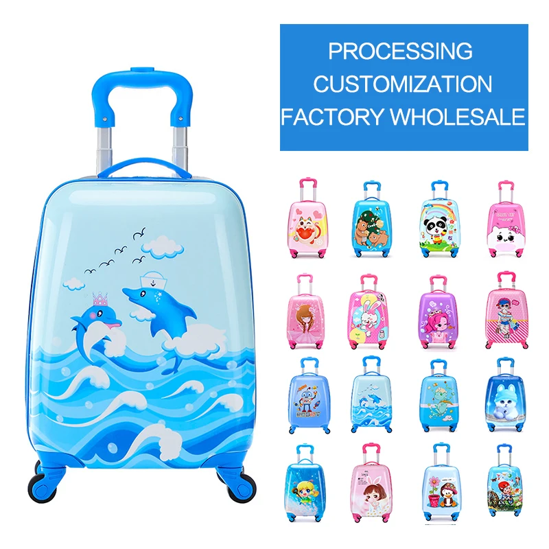 Cheap Cartoon Travel Trolley Bags 4 Wheel Luggage Suitcase ABS Luggage Sets 16 Inch with Combination Lock