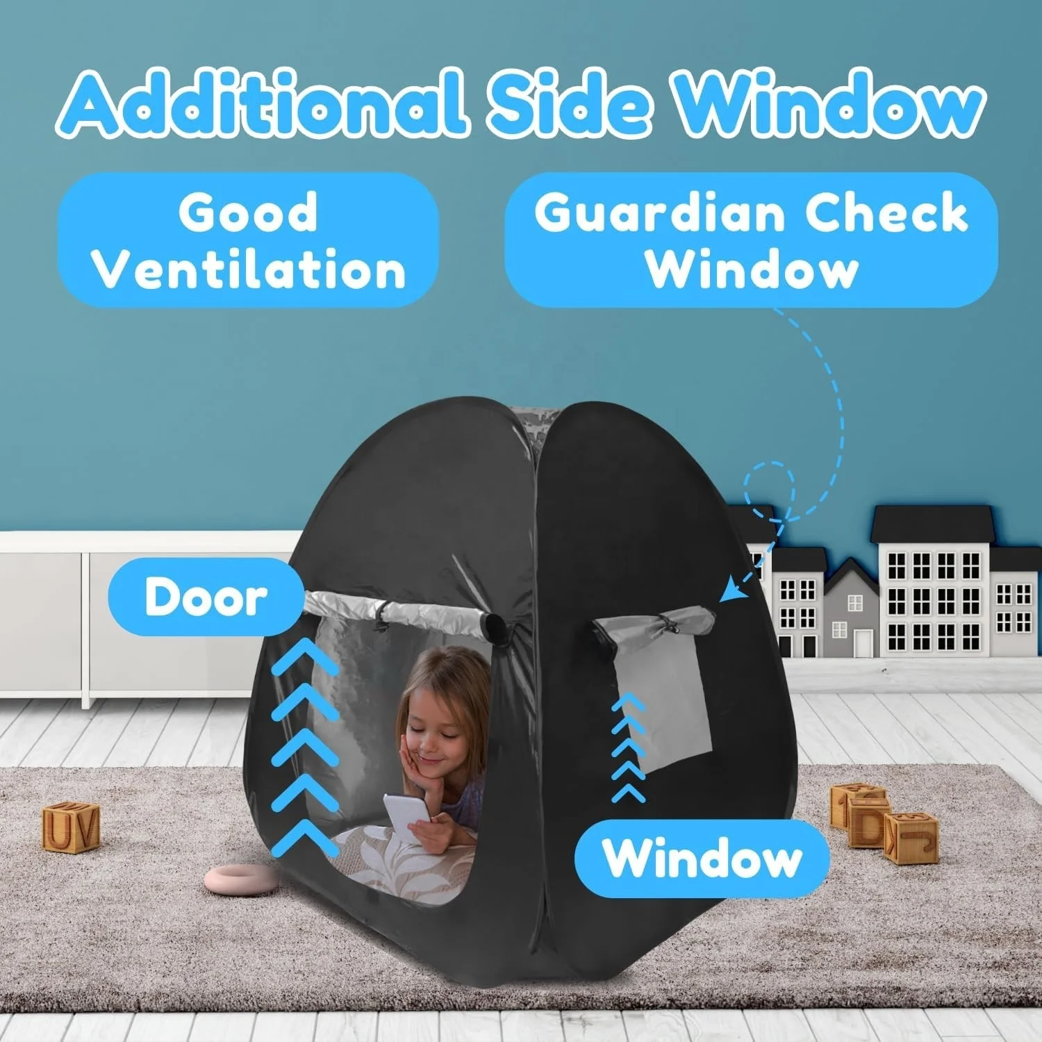 Sensory Calming Occupational Therapy Pop up Black Out Mini Tent for ADHD Kids Children