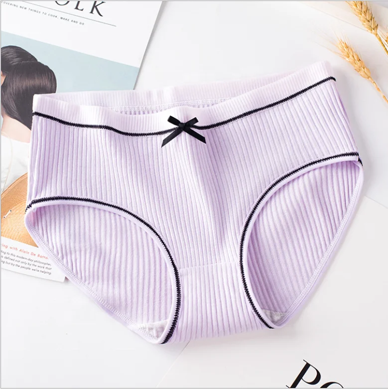 Hotsale Pure Cotton  Panties Lady Thread Princess Bow Sexy Medium Waist Panties Ladies Large Size Briefs