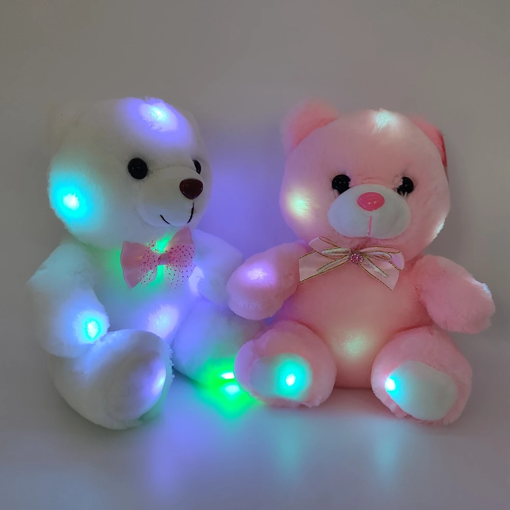 Оптовая продажа, подарок на день Святого Валентина, 23 см, светодиодный светильник, плюшевый медведь, мягкая игрушка, светящийся плюшевый мишка
