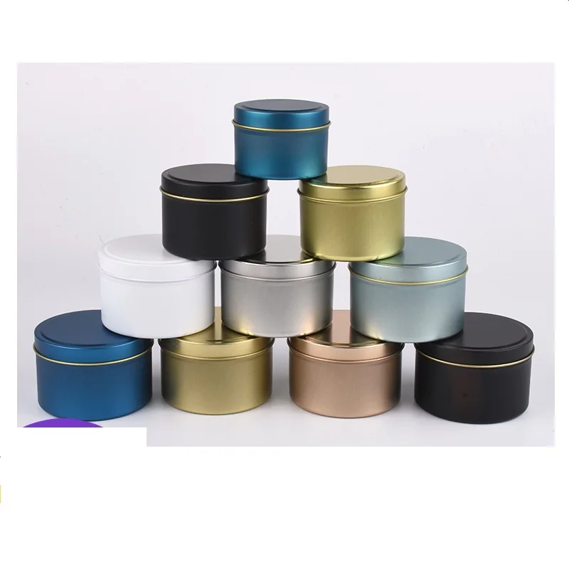 2oz 8oz Rose Gold Tinplate Tin Can Containers Empty Decorative Scented Packaging with Custom Logo Travel Black Candle Tins