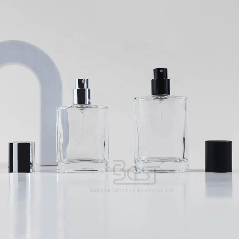 Classic Wholesale Transparent High Quality Round Spray Special 30ml  50ml Glass Perfume Bottle with  Aluminum Pump Sprayer