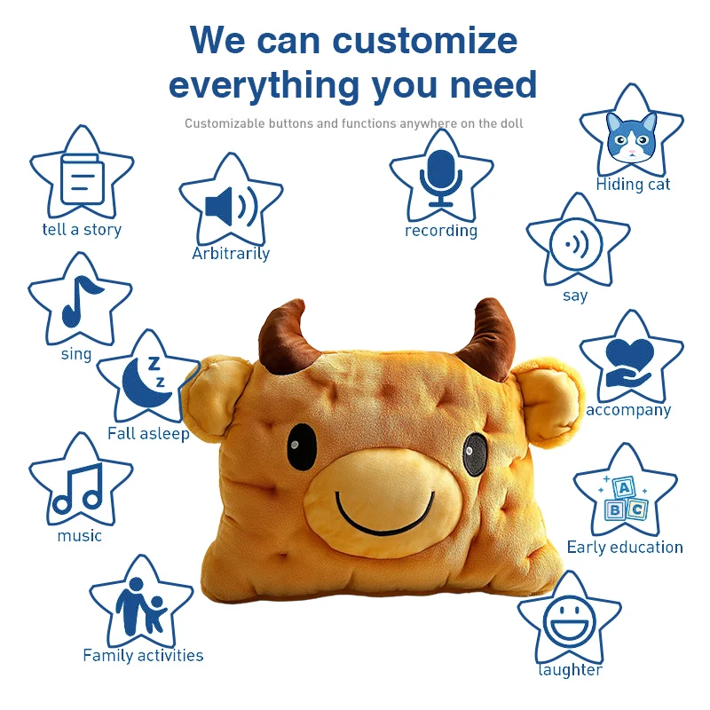 Kawaii Cartoon Design Cotton Doll Stuffed Animal Cow Cartoon Arm Warmer Reusable Plush Hand Warmers Pillow