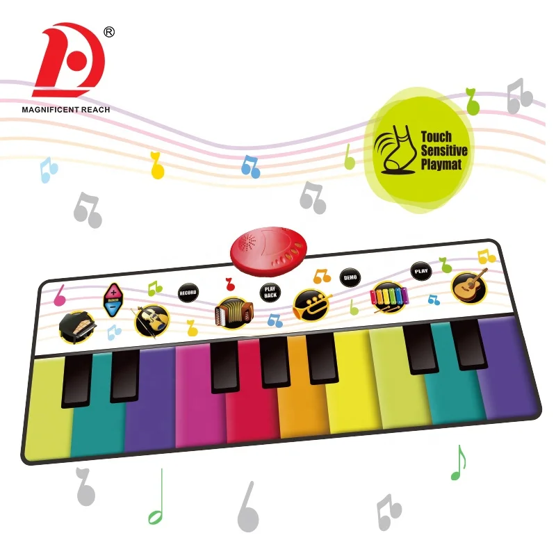 HUADA Rainbow Colors Toddlers Sensory Indoor Floor Activity Electronic Music Keyboard Toys Baby Piano Musical Dance Mat For Kids