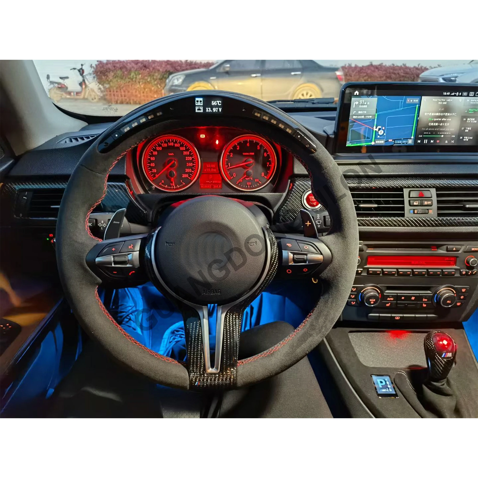 LED Racing Steering Wheel Fit For BMW M2 M3 M4 M5 F18 F10 F15 F16 F20 F22 F30 F32 F36 f40 F80 F90 carbon fiber Steering Wheel
