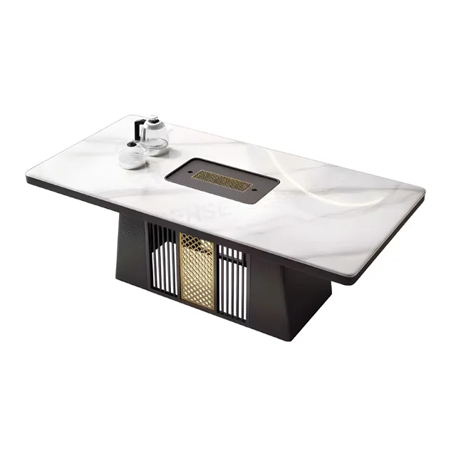 Italian light luxury slate tea table and chair combination office home balcony kung fu tea table and kettle integrated