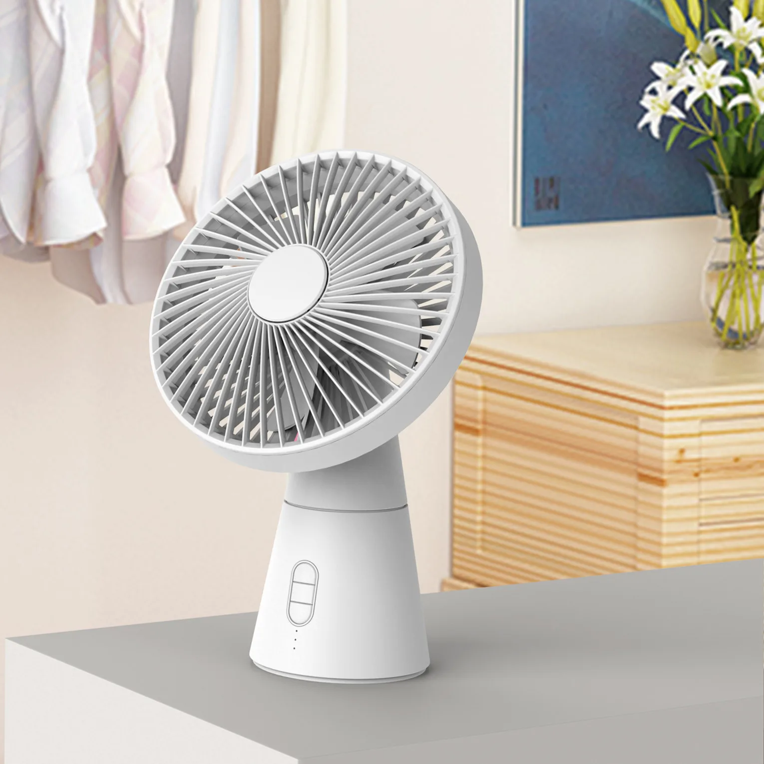 
Portable USB Rechargeable Battery Table Fan Desktop Desk Fan With LED Light 